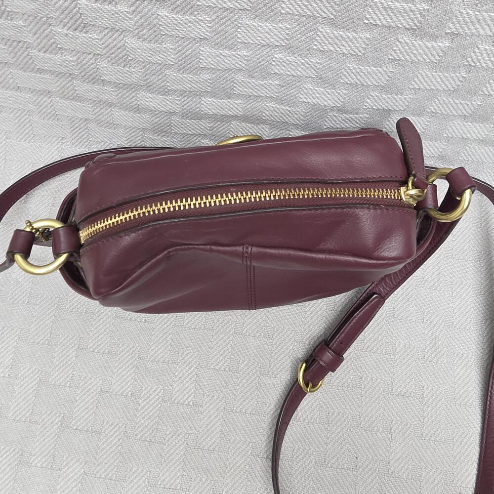 Coach Campbell Leather Camera Crossbody Bag Womens Small Burgundy Leather - Picture 13 of 16